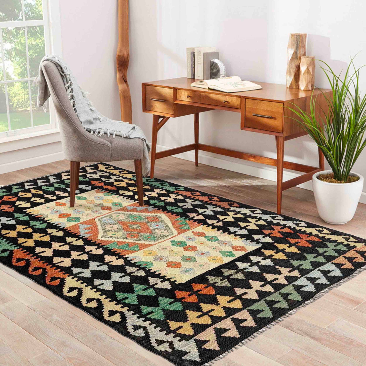 Handmade Multi Kilim Geometric 3x5 ft