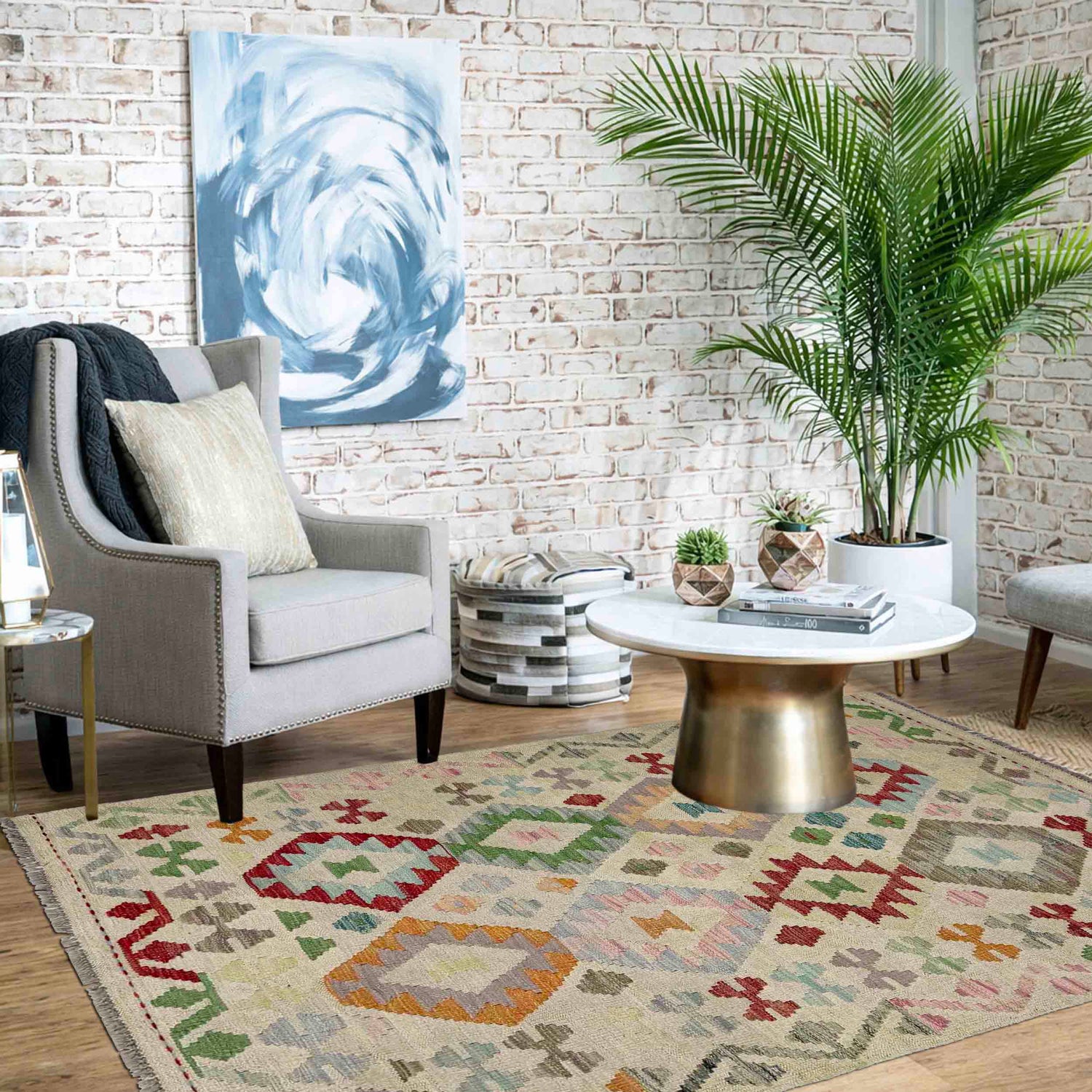Handmade Multi Kilim Geometric 3x5 ft