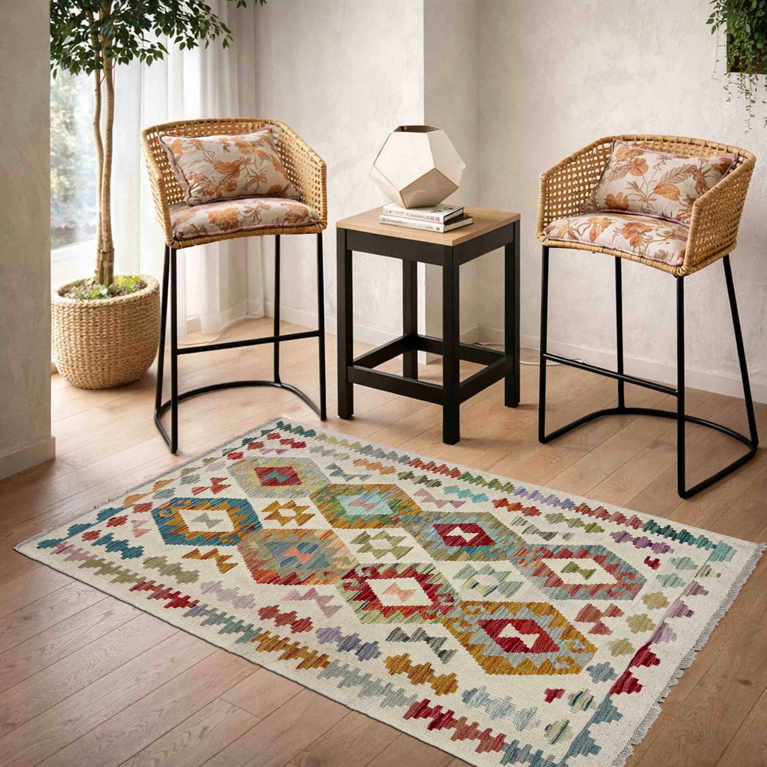 Handmade Multi Kilim Geometric 3x5 ft