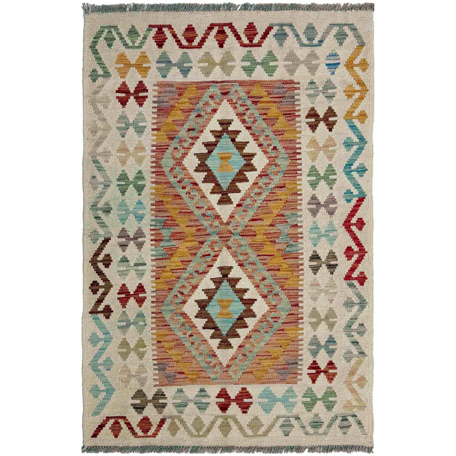 Handmade Multi Kilim Geometric 2x4 ft