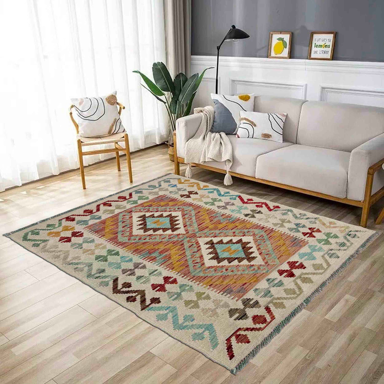 Handmade Multi Kilim Geometric 2x4 ft