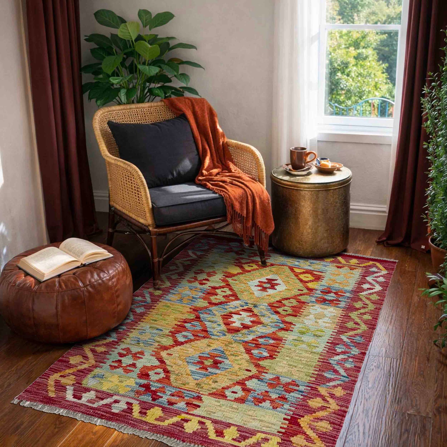 Handmade Multi Kilim Geometric 2x4 ft