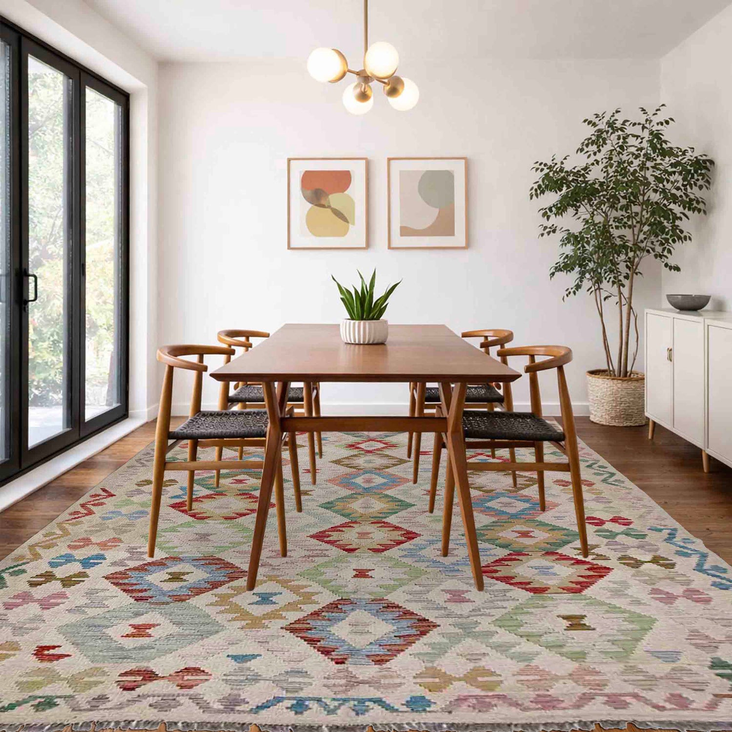Handmade Multi Kilim Geometric 5x8 ft