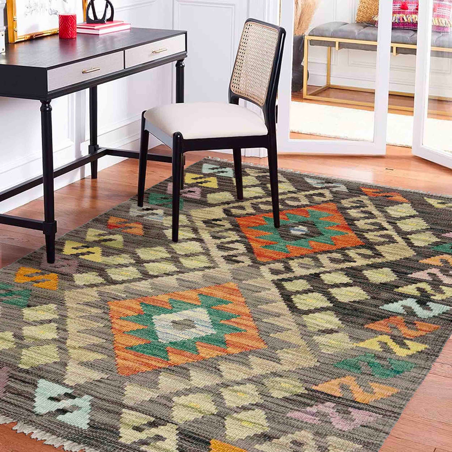 Handmade Multi Kilim Geometric 2x4 ft