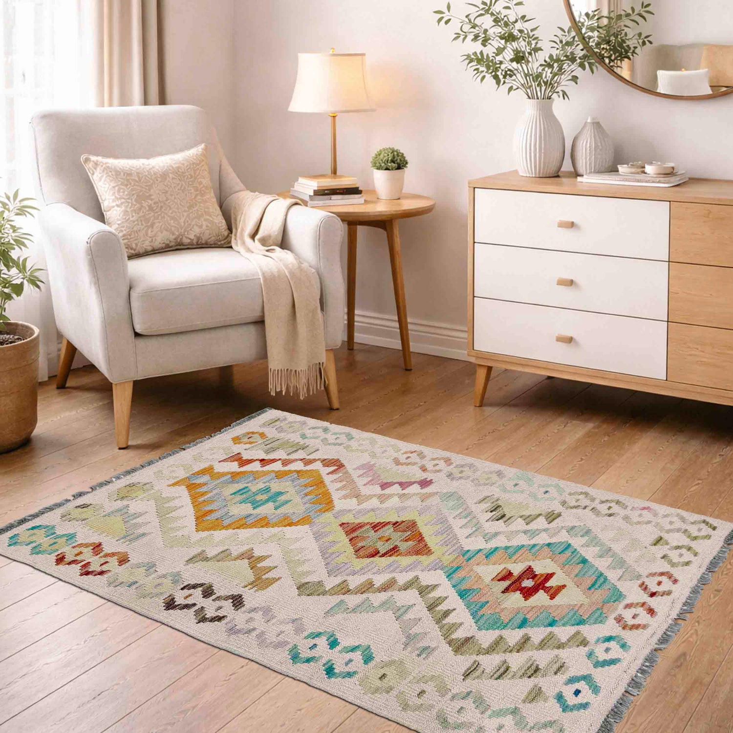 Handmade Multi Kilim Geometric 2x4 ft