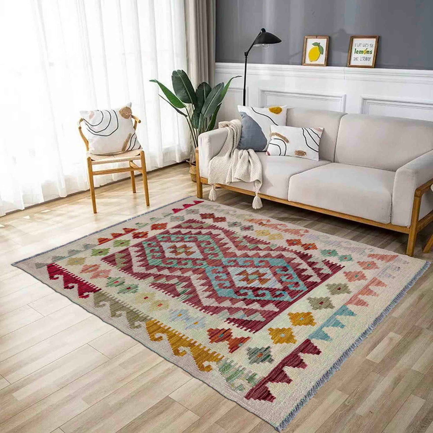 Handmade Multi Kilim Geometric 2x4 ft