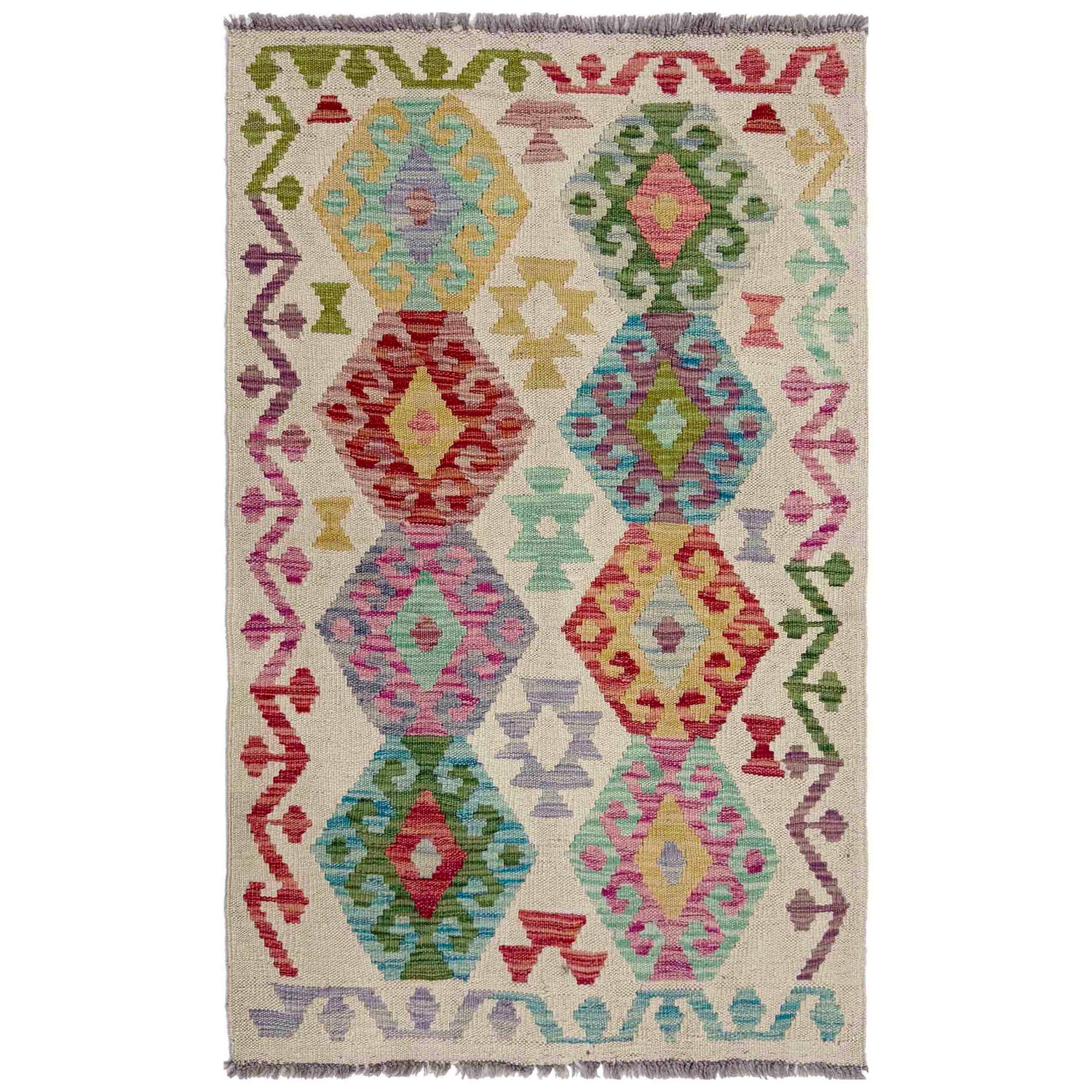 Handmade Multi Kilim Geometric 2x4 ft