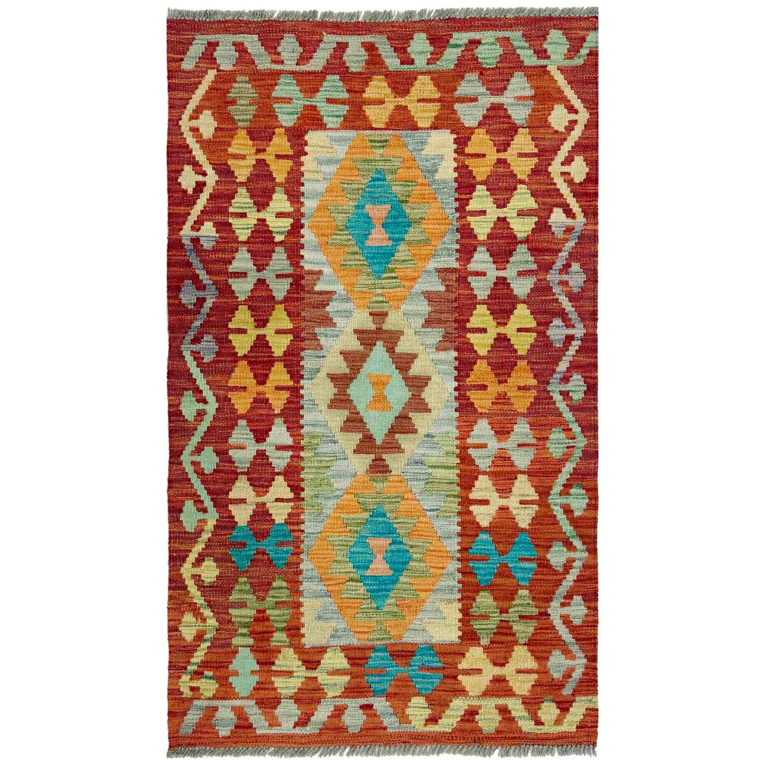 Handmade Multi Kilim Geometric 2x4 ft