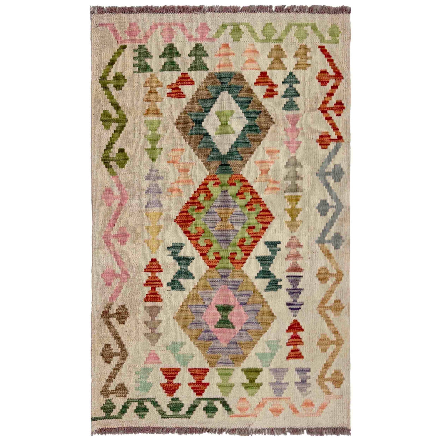 Handmade Multi Kilim Geometric 2x4 ft