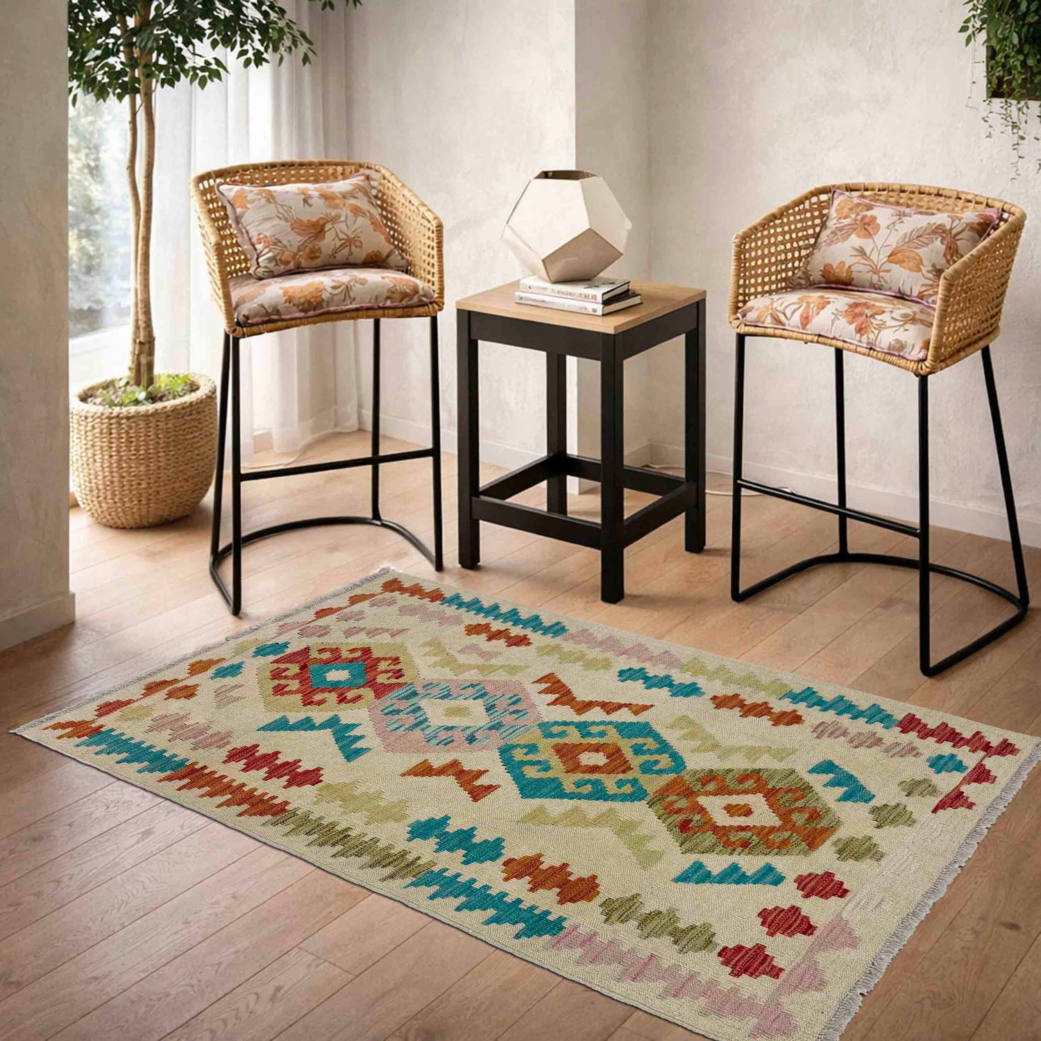 Handmade Multi Kilim Geometric 2x4 ft