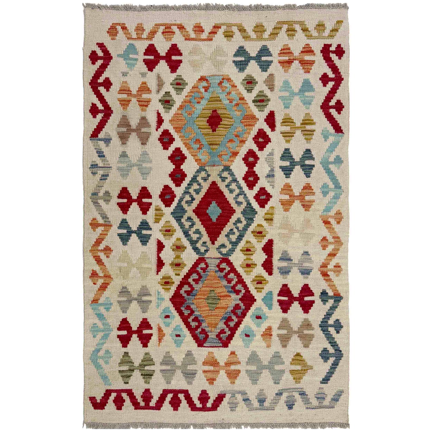 Handmade Multi Kilim Geometric 2x4 ft