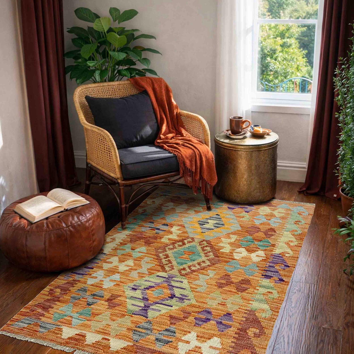 Handmade Multi Kilim Geometric 2x4 ft