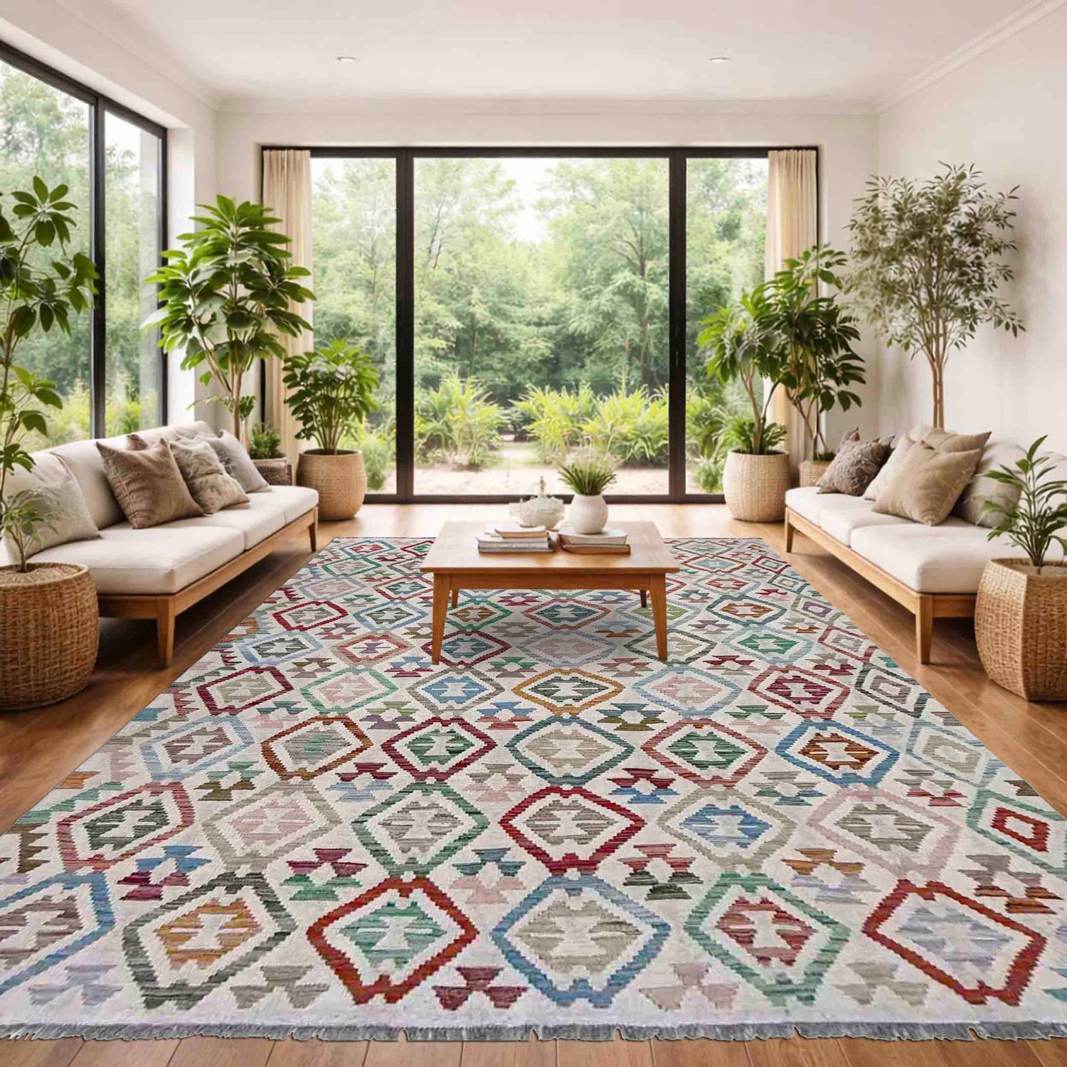 Handmade Multi Kilim Geometric 6x9 ft