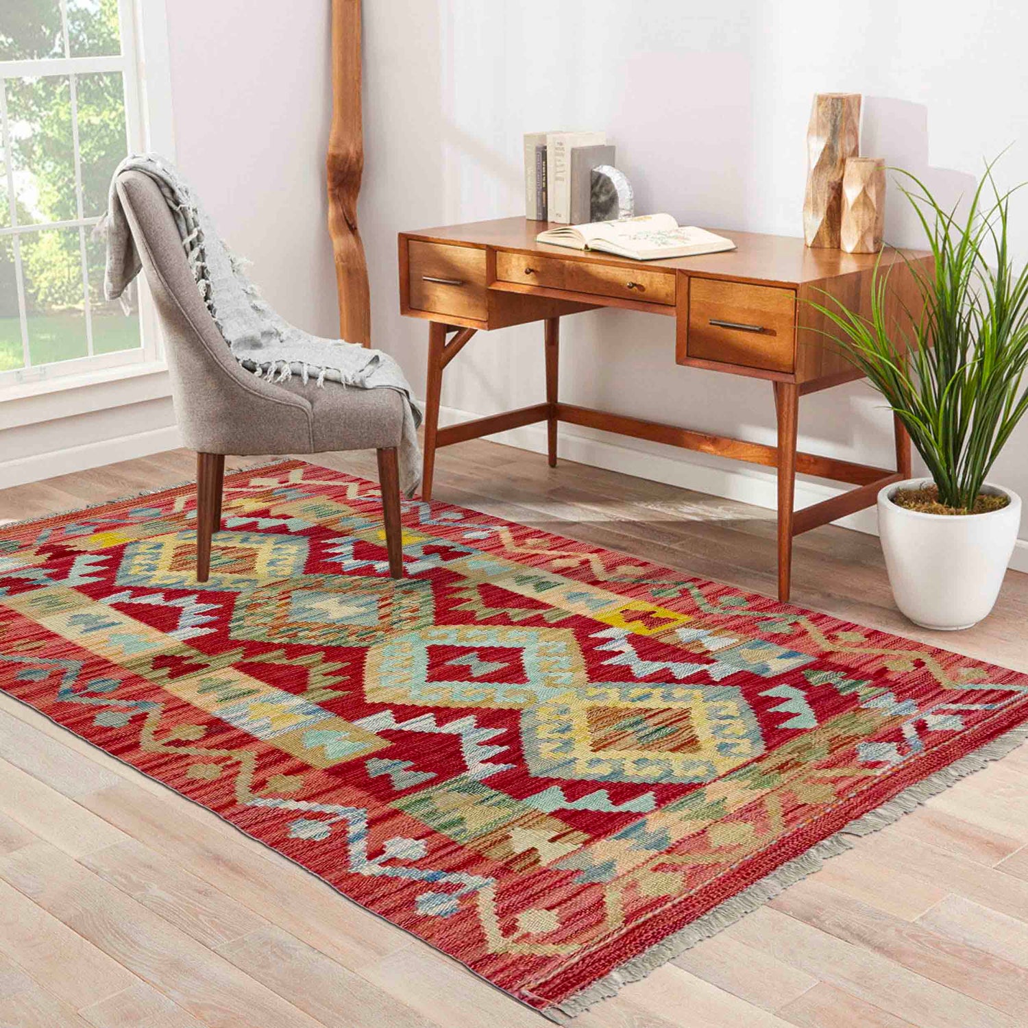 Handmade Multi Kilim Geometric 2x4 ft