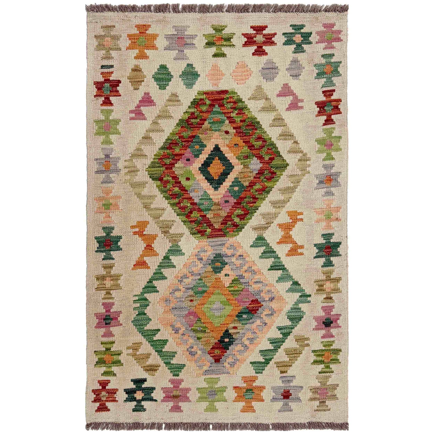 Handmade Multi Kilim Geometric 2x4 ft