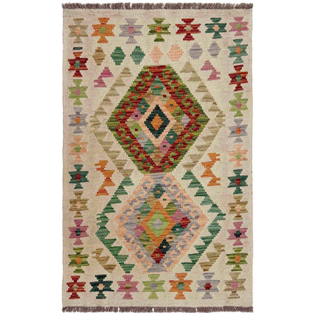 Handmade Multi Kilim Geometric 2x4 ft