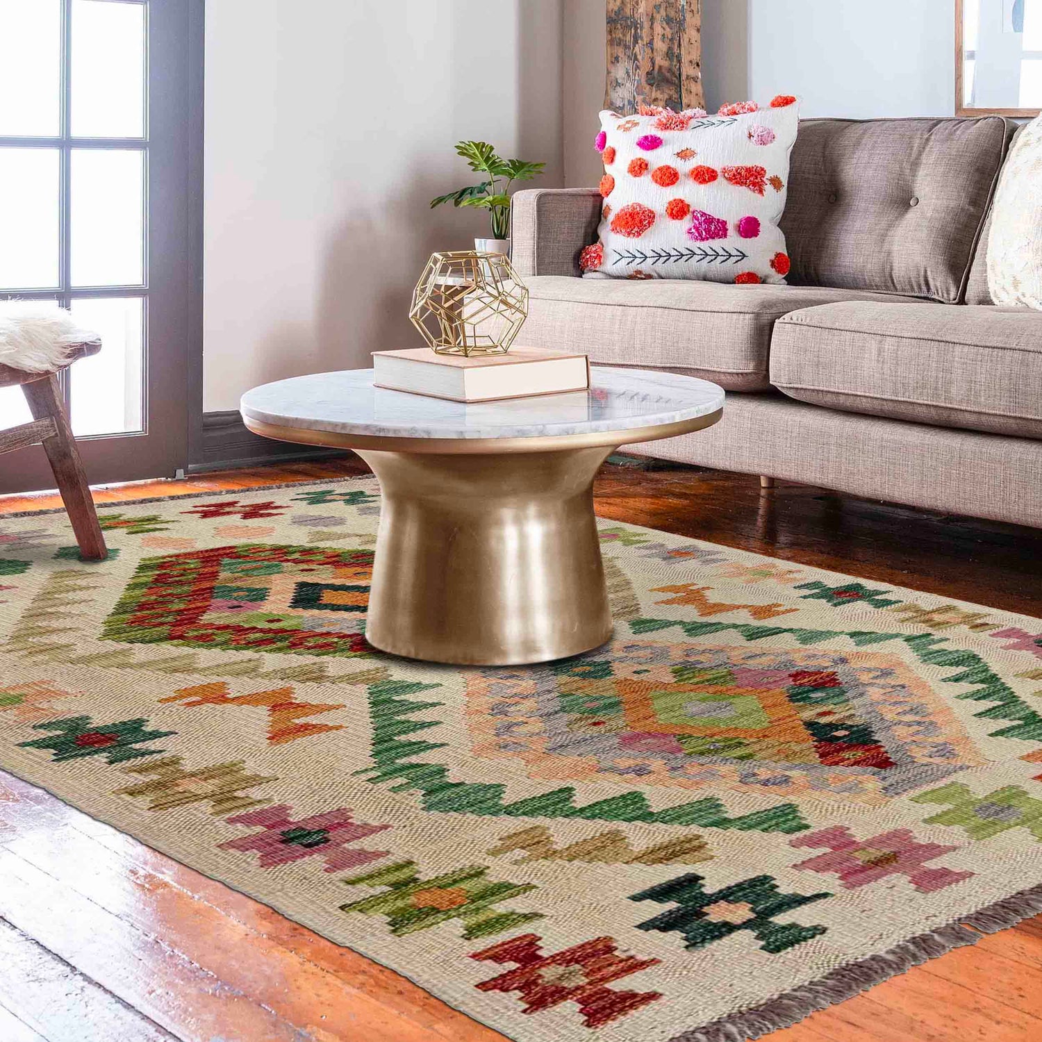 Handmade Multi Kilim Geometric 2x4 ft