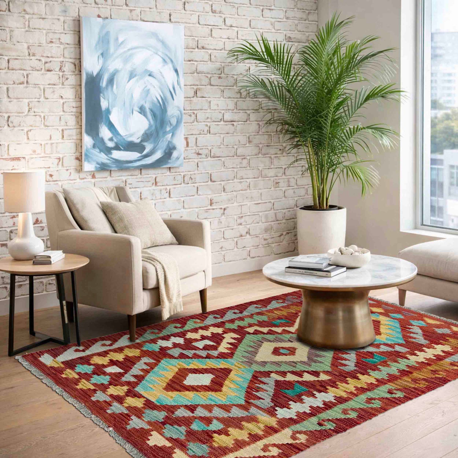 Handmade Multi Kilim Geometric 2x4 ft