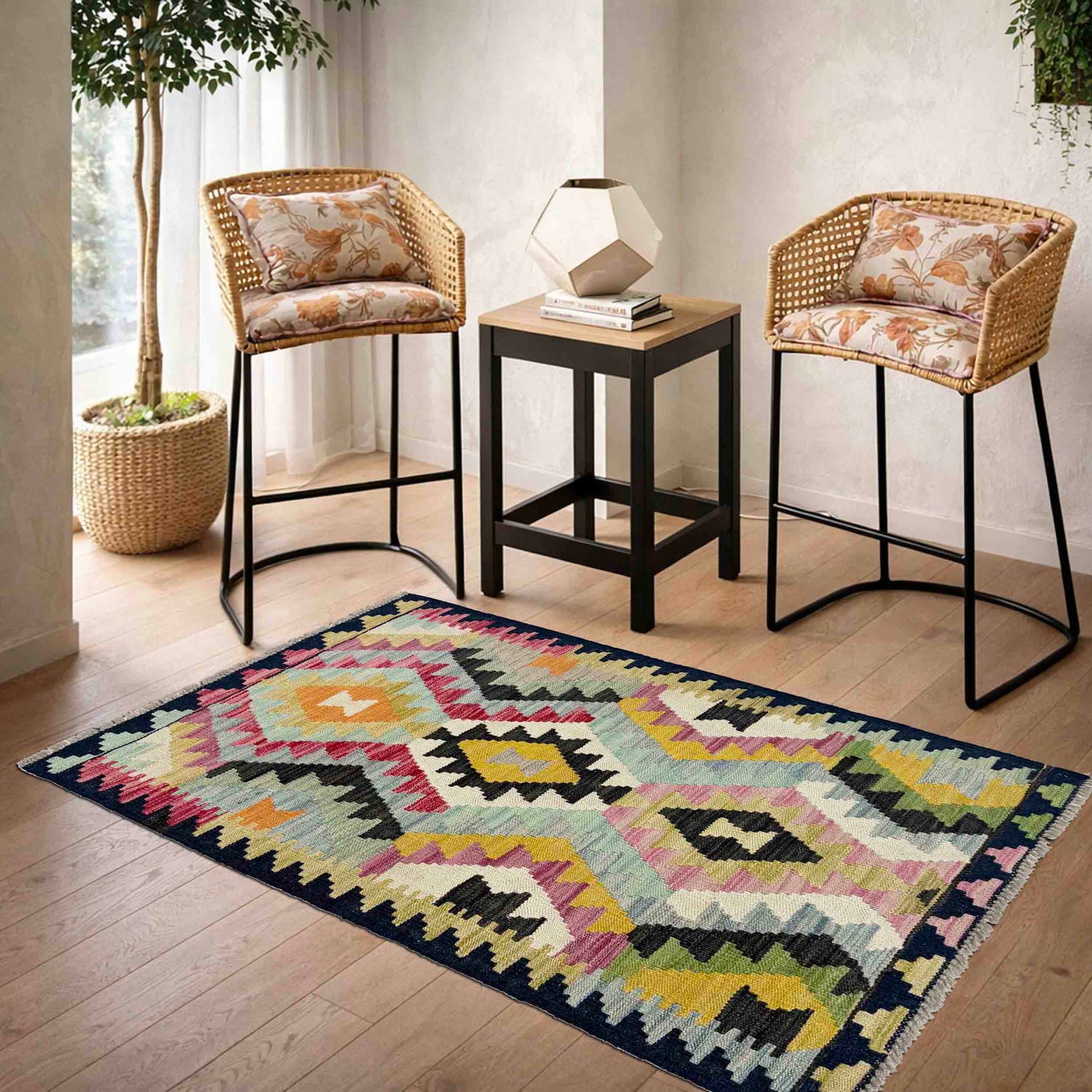 Handmade Multi Kilim Geometric 2x4 ft