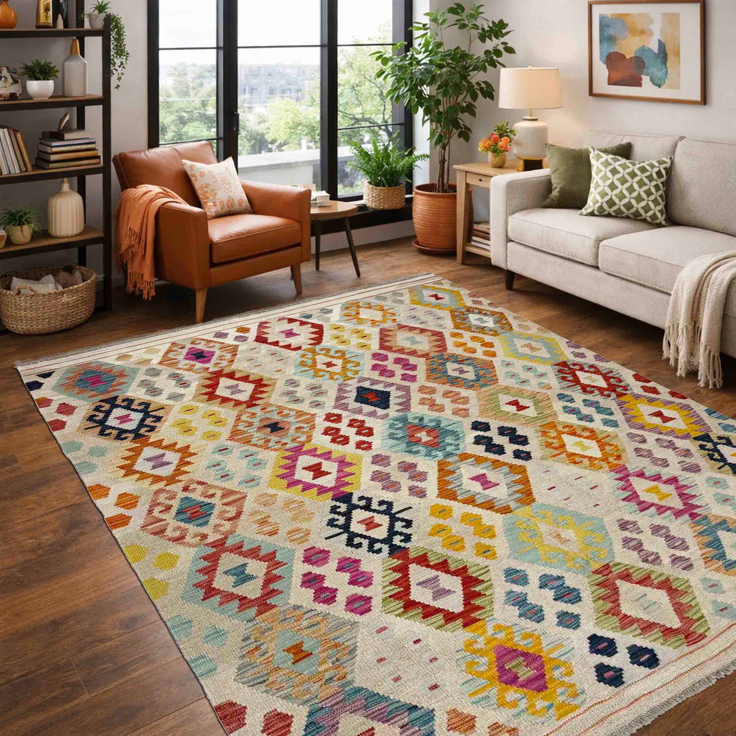 Handmade Multi Kilim Geometric 4x7 ft
