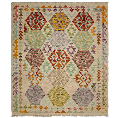 Handmade Multi Kilim Geometric 4x7 ft