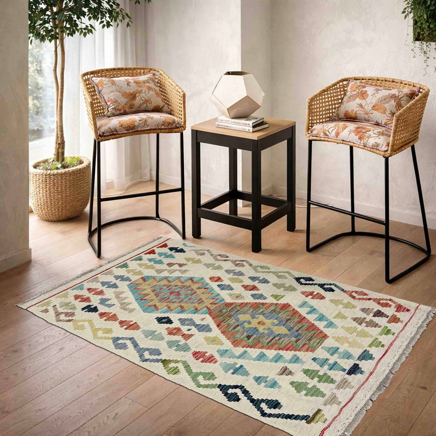 Handmade Multi Kilim Geometric 2x4 ft