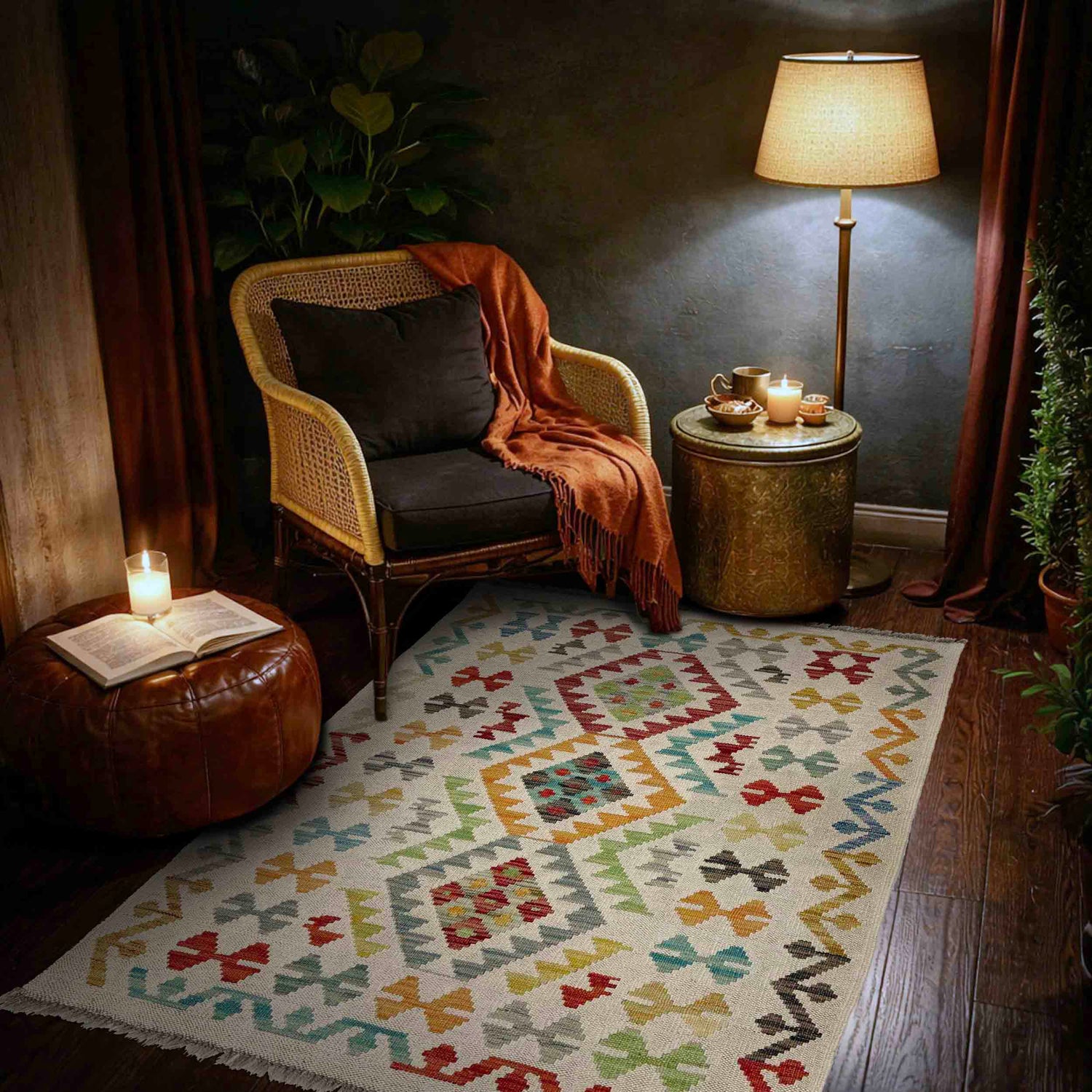 Handmade Multi Kilim Geometric 2x4 ft