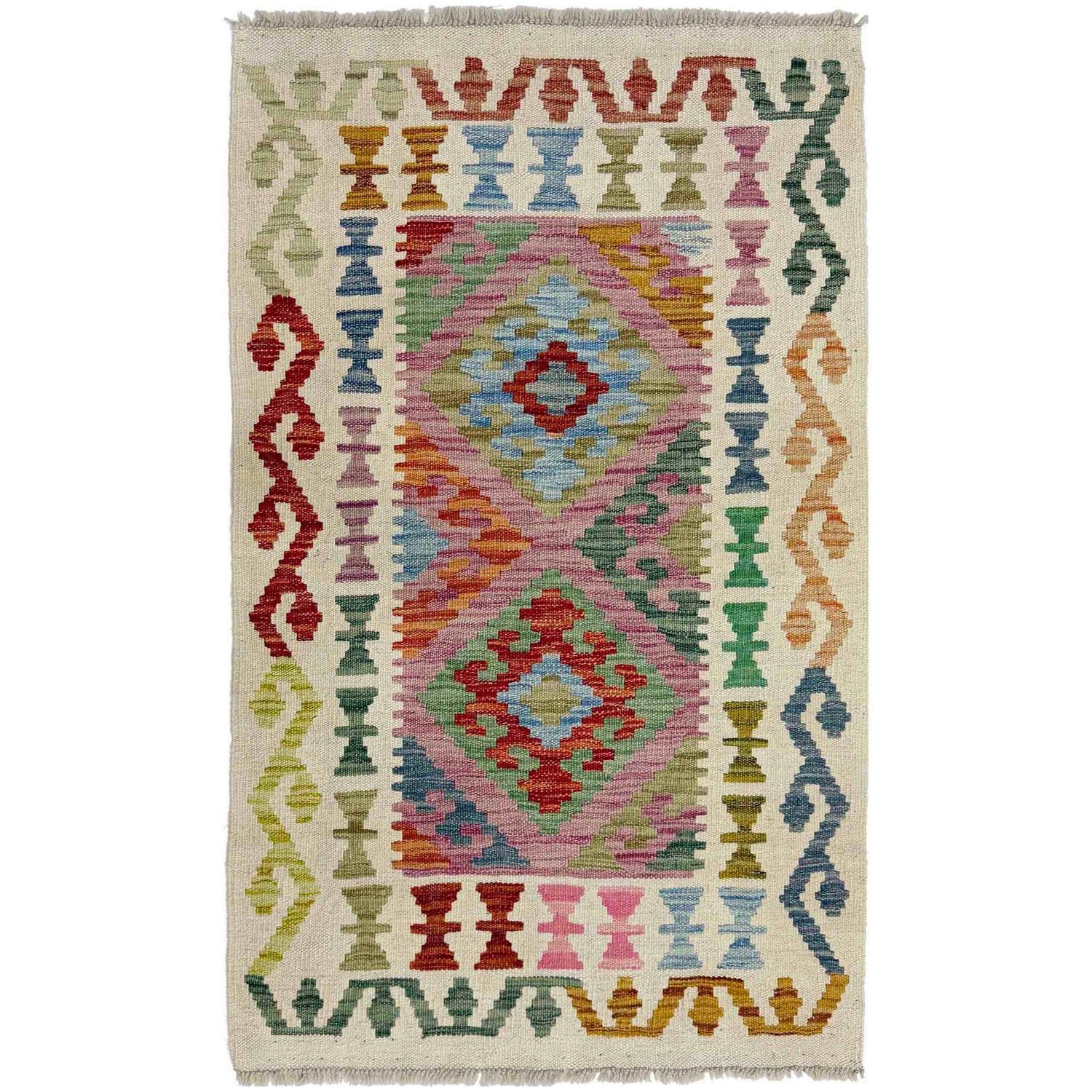 Handmade Multi Kilim Geometric 2x4 ft