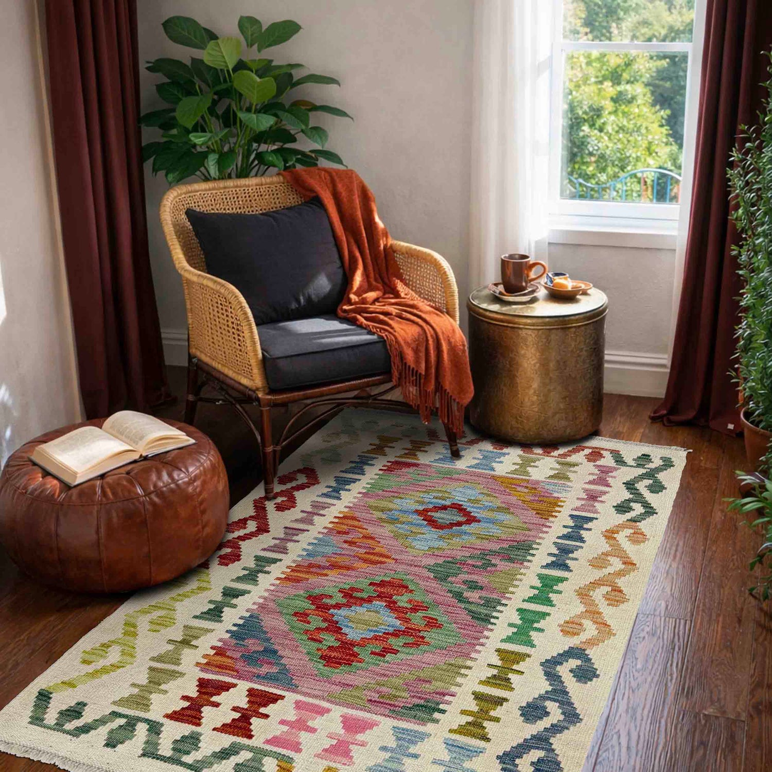 Handmade Multi Kilim Geometric 2x4 ft