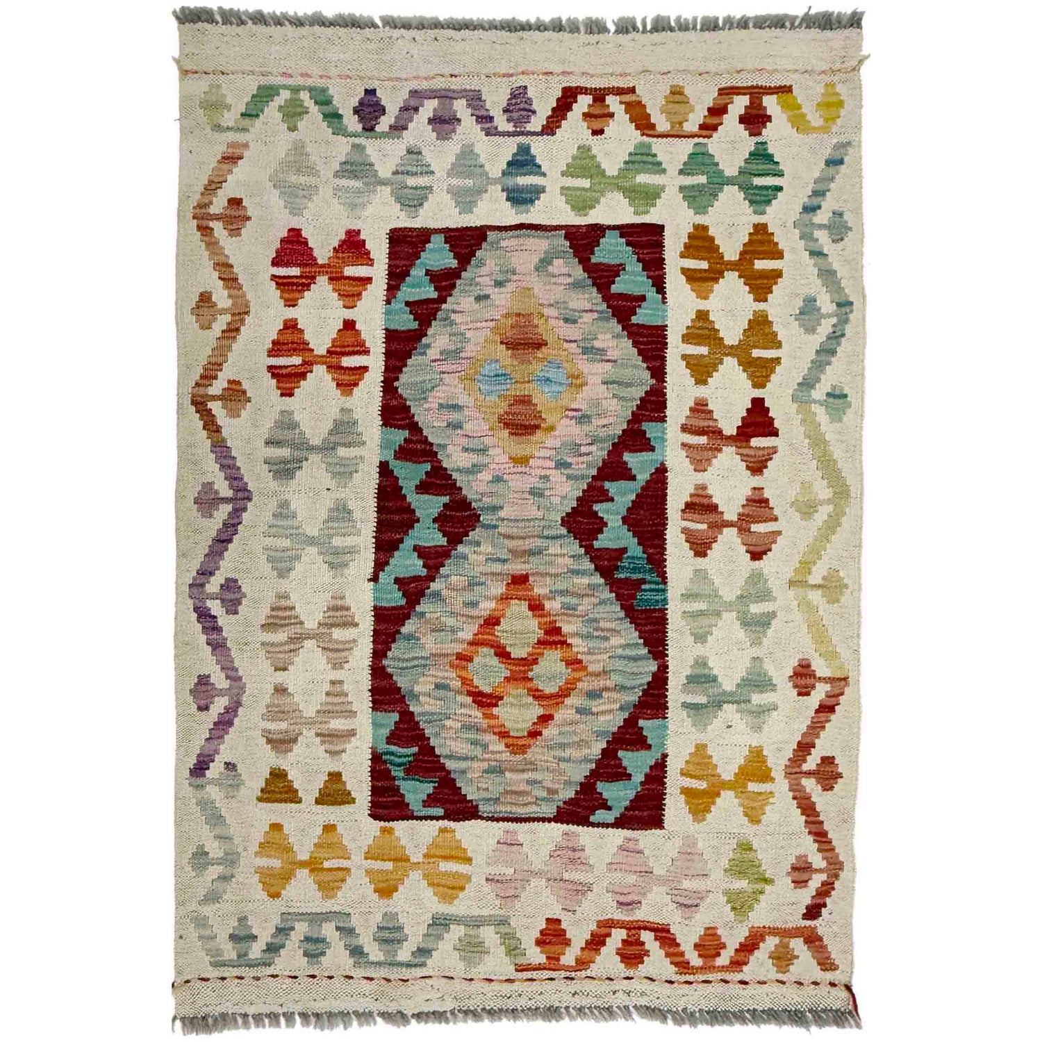 Handmade Multi Kilim Geometric 2x4 ft