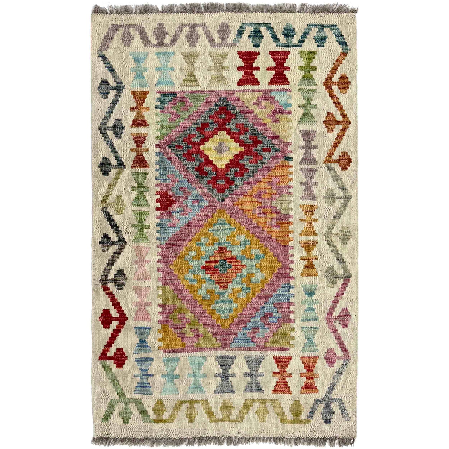 Handmade Multi Kilim Geometric 2x4 ft