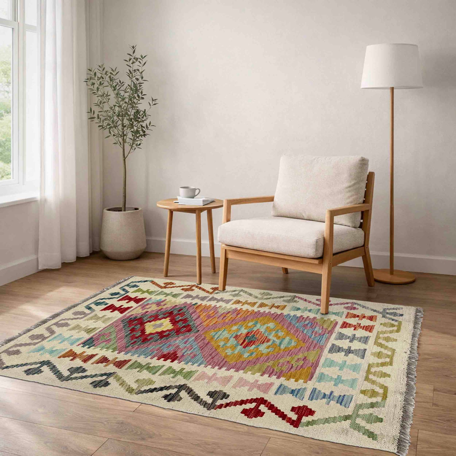Handmade Multi Kilim Geometric 2x4 ft
