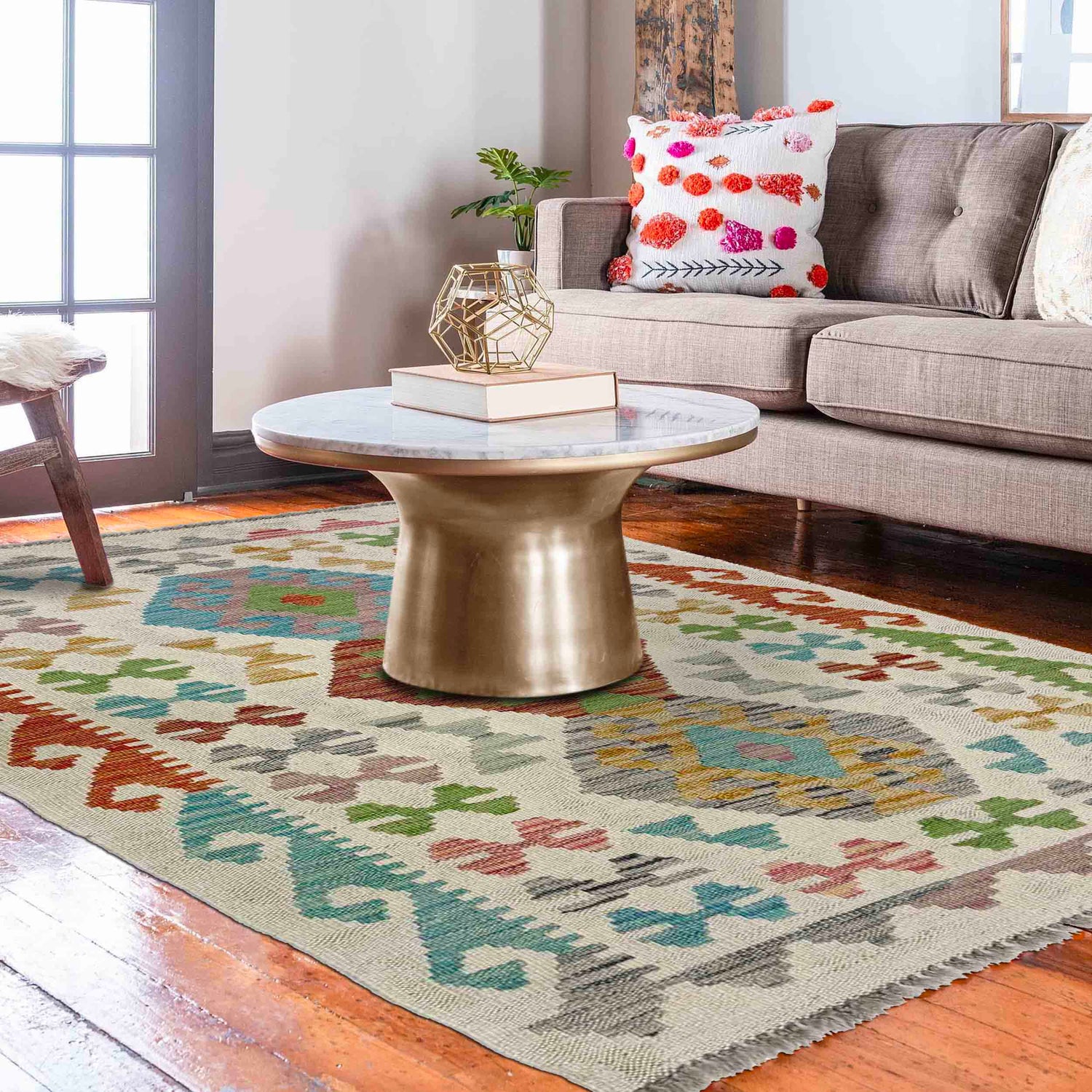 Handmade Multi Kilim Geometric 2x4 ft
