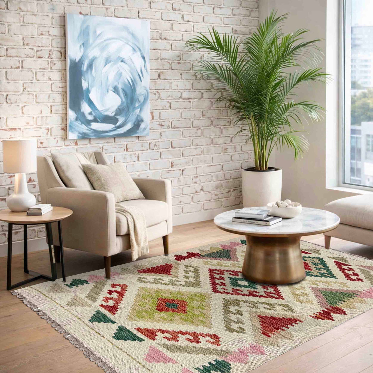 Handmade Multi Kilim Geometric 2x4 ft