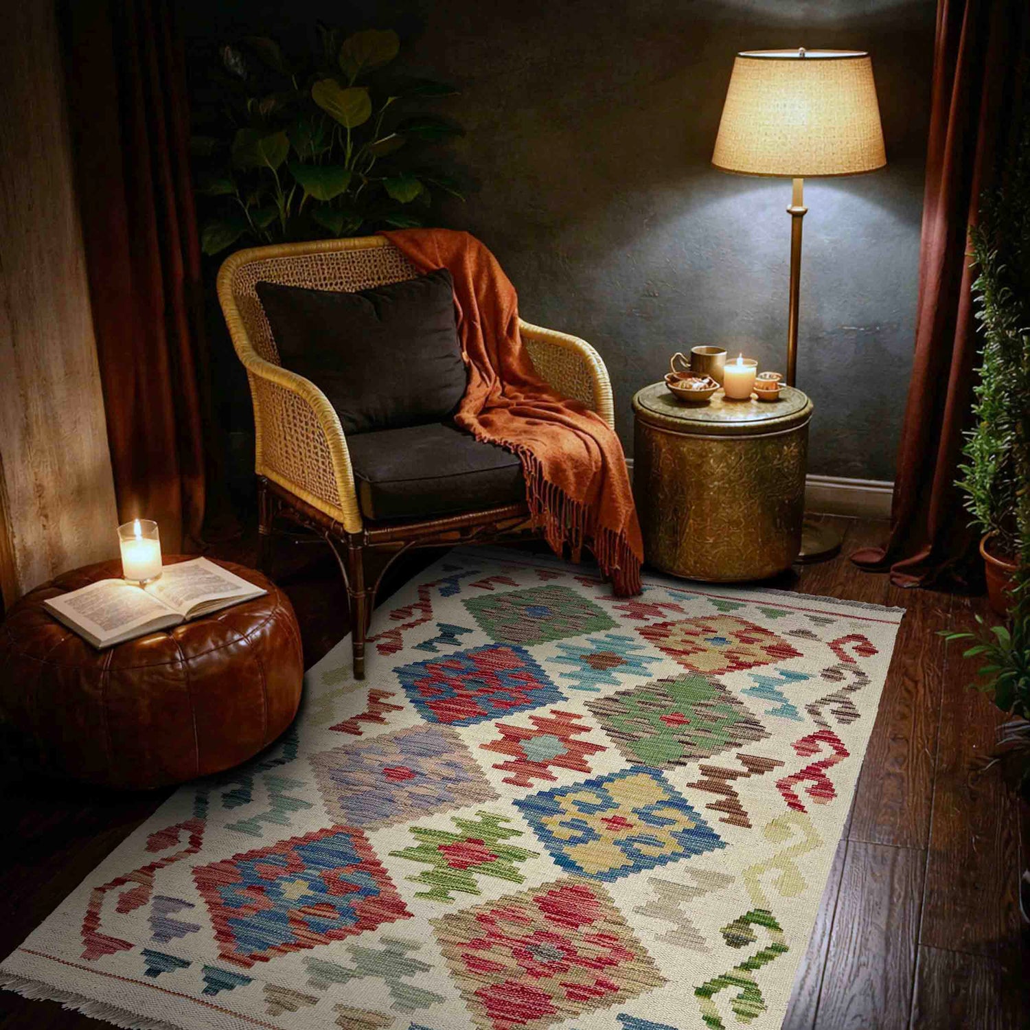 Handmade Multi Kilim Geometric 2x4 ft