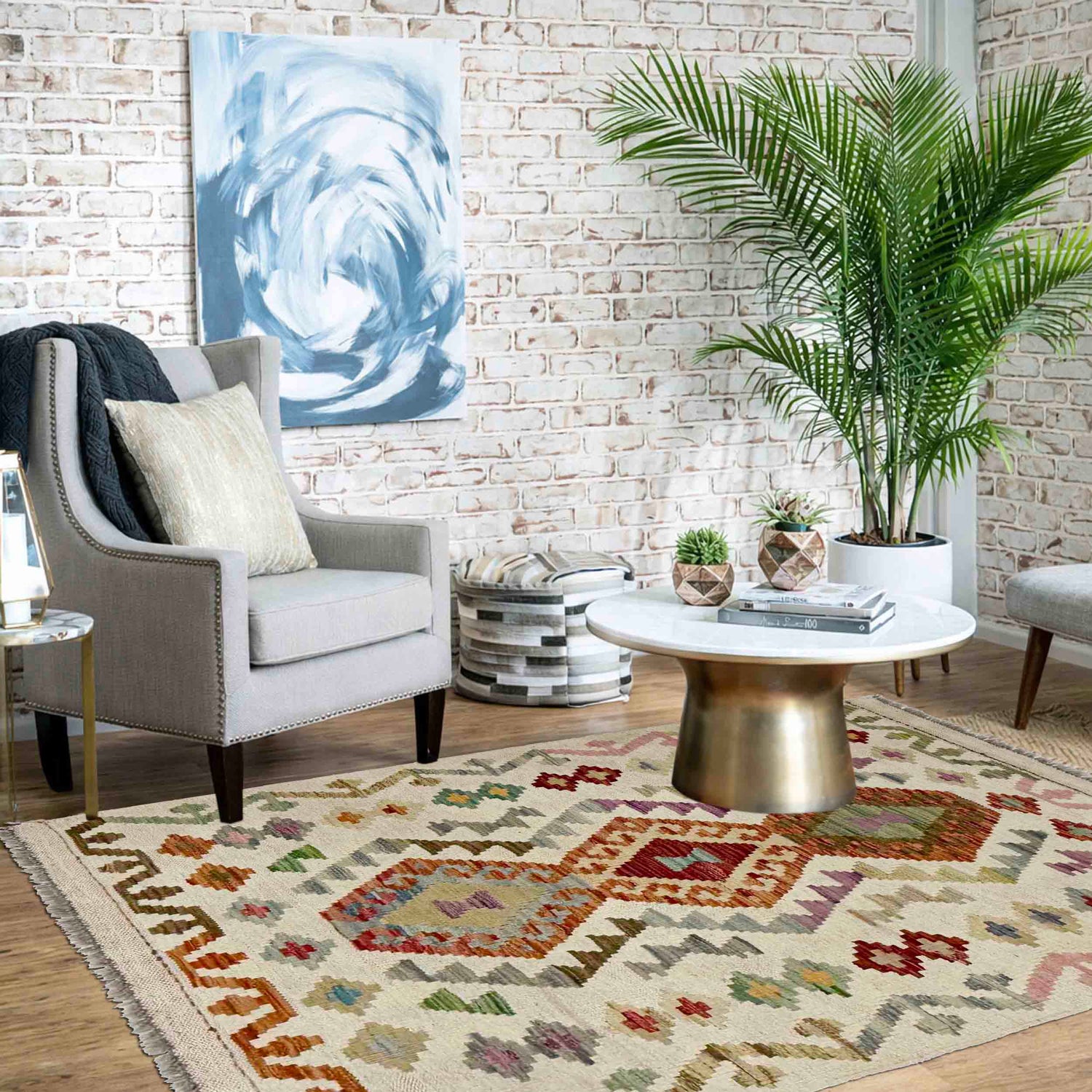 Handmade Multi Kilim Geometric 2x4 ft