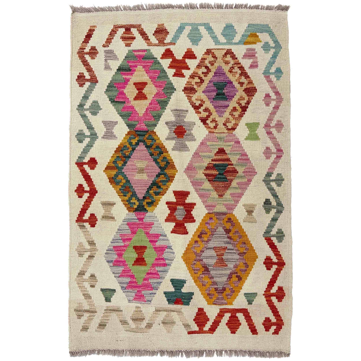 Handmade Multi Kilim Geometric 2x4 ft