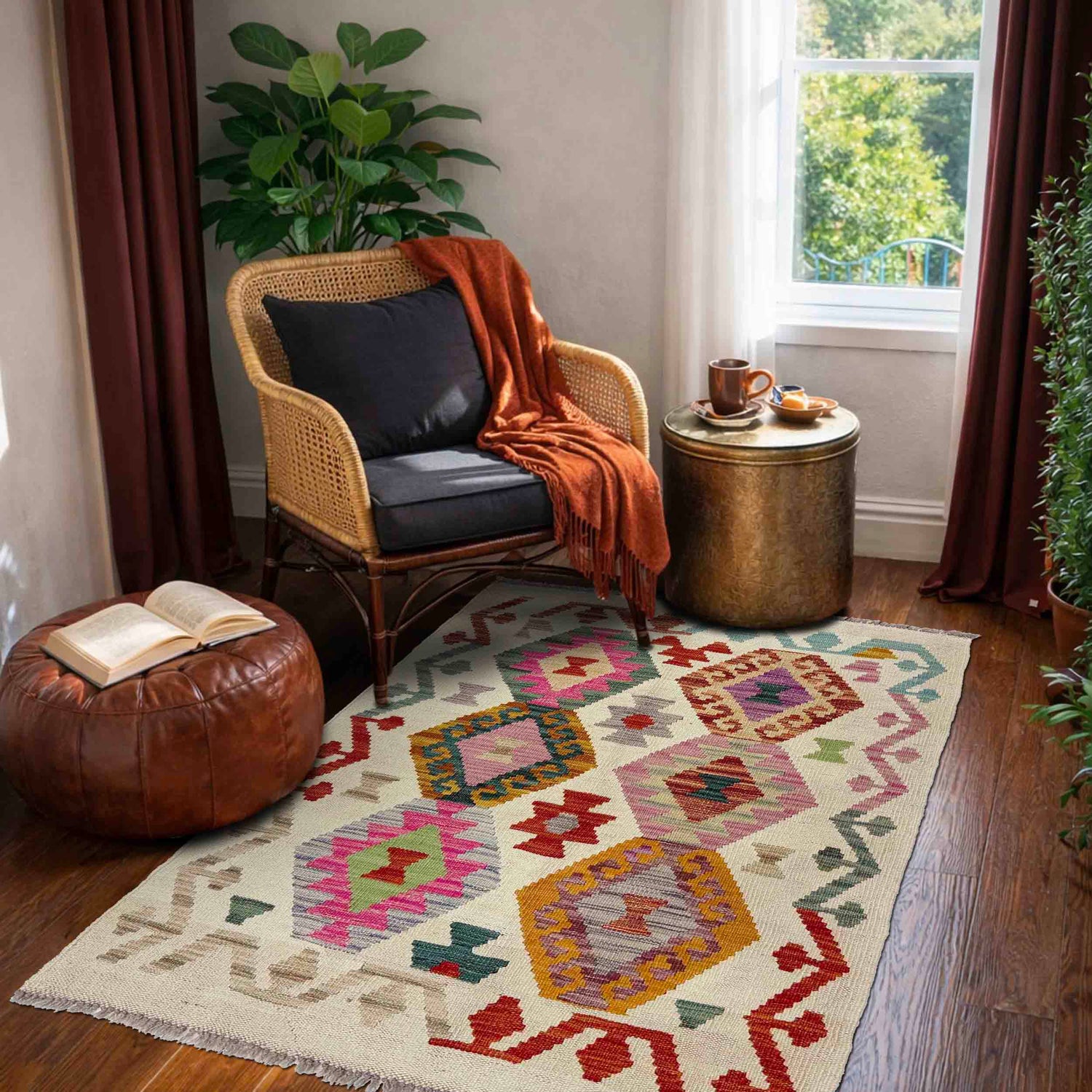 Handmade Multi Kilim Geometric 2x4 ft