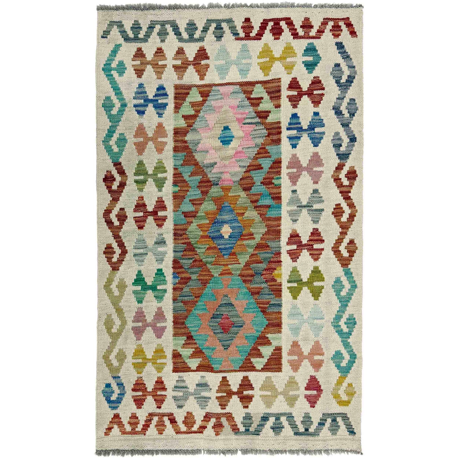 Handmade Multi Kilim Geometric 2x4 ft