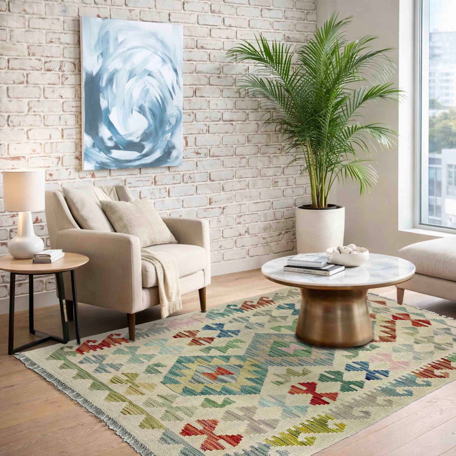 Handmade Multi Kilim Geometric 2x4 ft