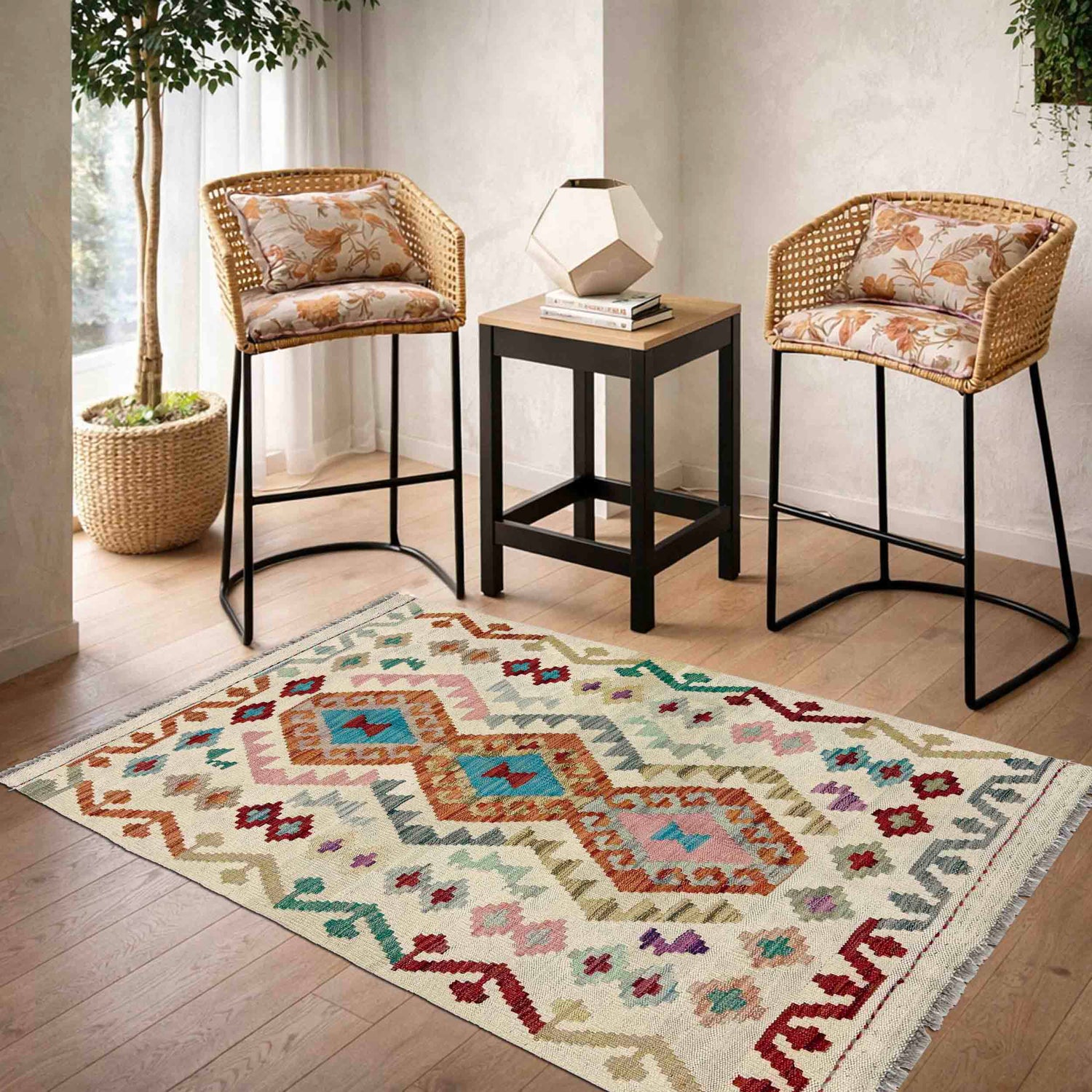 Handmade Multi Kilim Geometric 2x4 ft