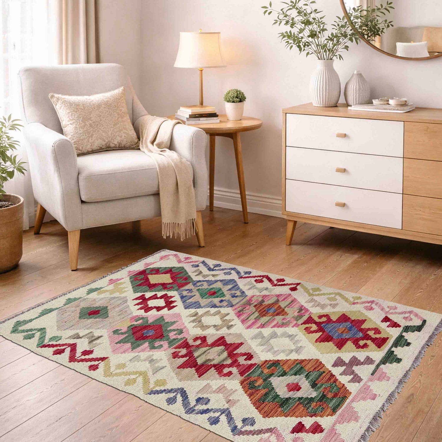 Handmade Multi Kilim Geometric 2x4 ft