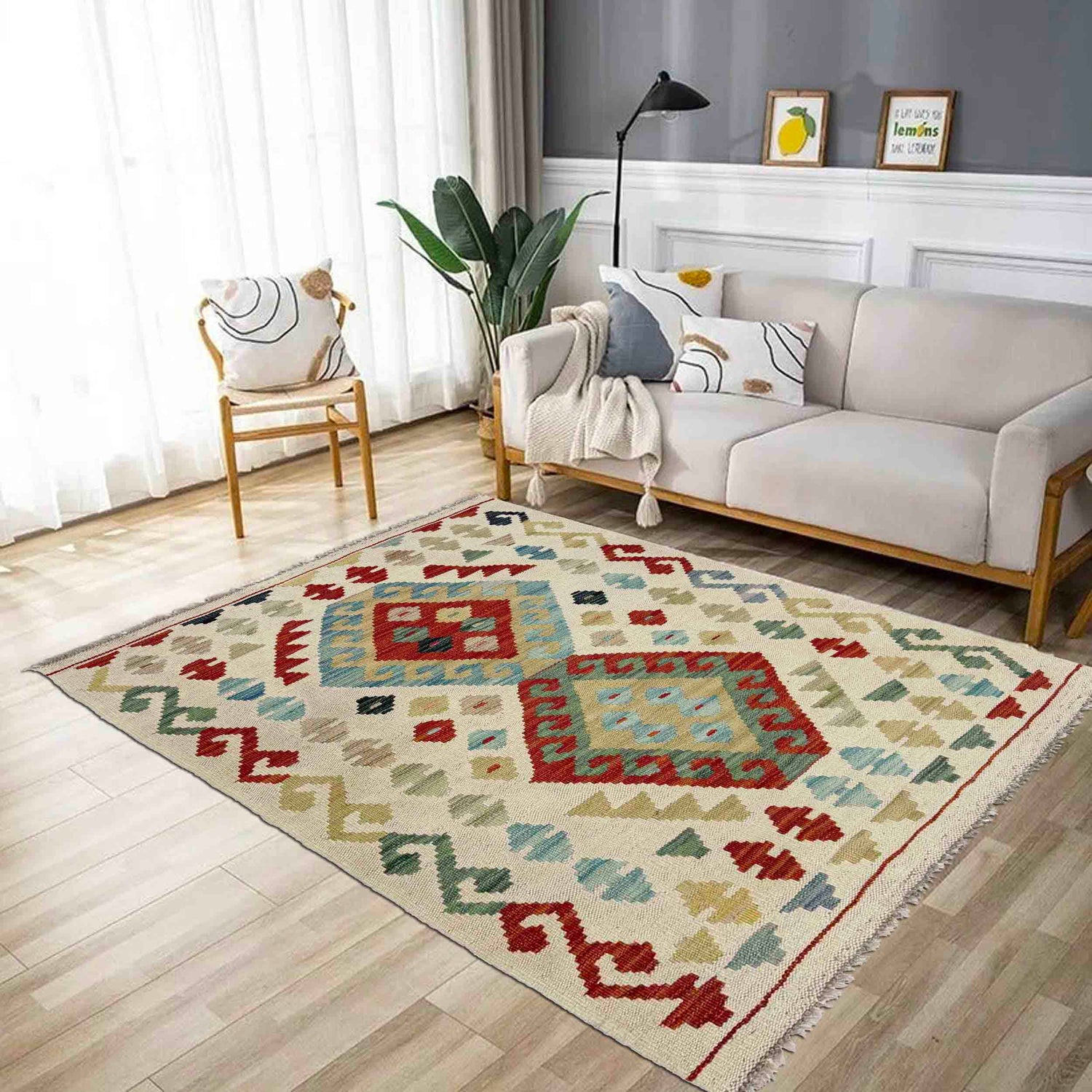 Handmade Multi Kilim Geometric 2x4 ft