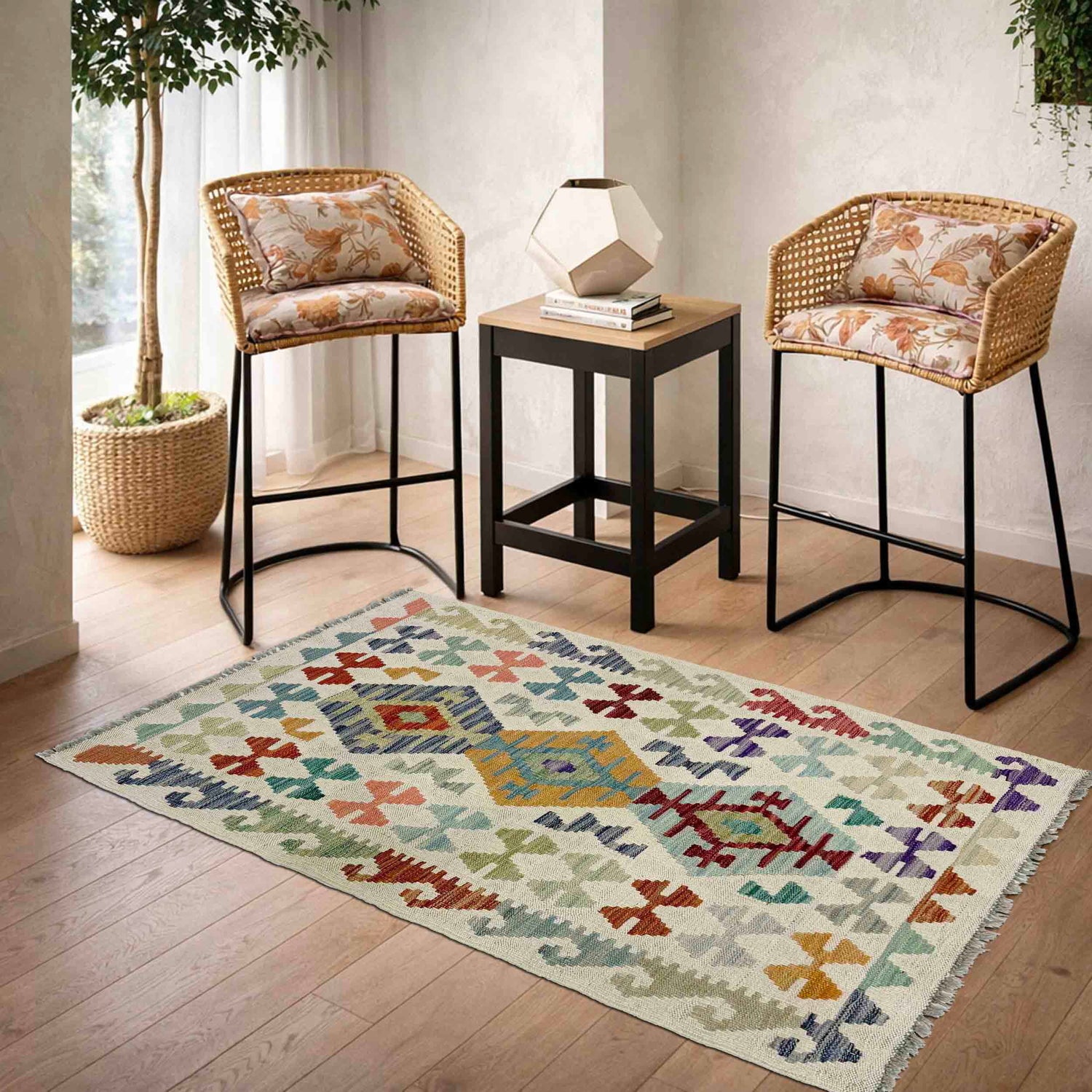Handmade Multi Kilim Geometric 2x4 ft
