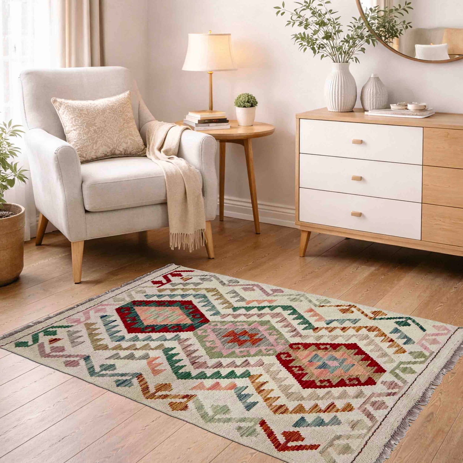 Handmade Multi Kilim Geometric 2x4 ft