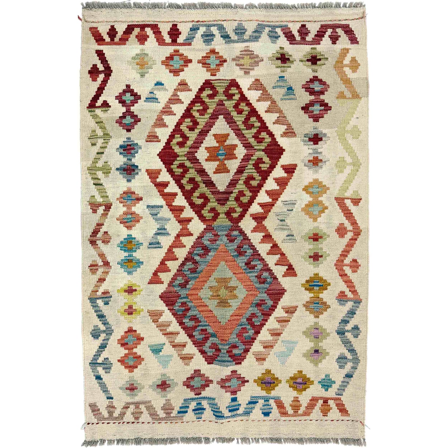 Handmade Multi Kilim Geometric 2x4 ft