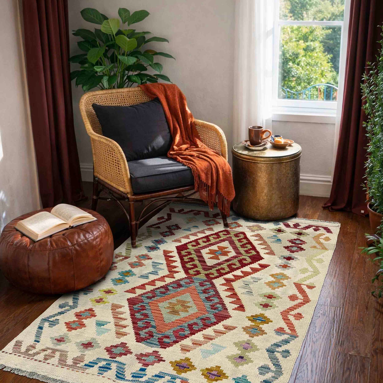 Handmade Multi Kilim Geometric 2x4 ft