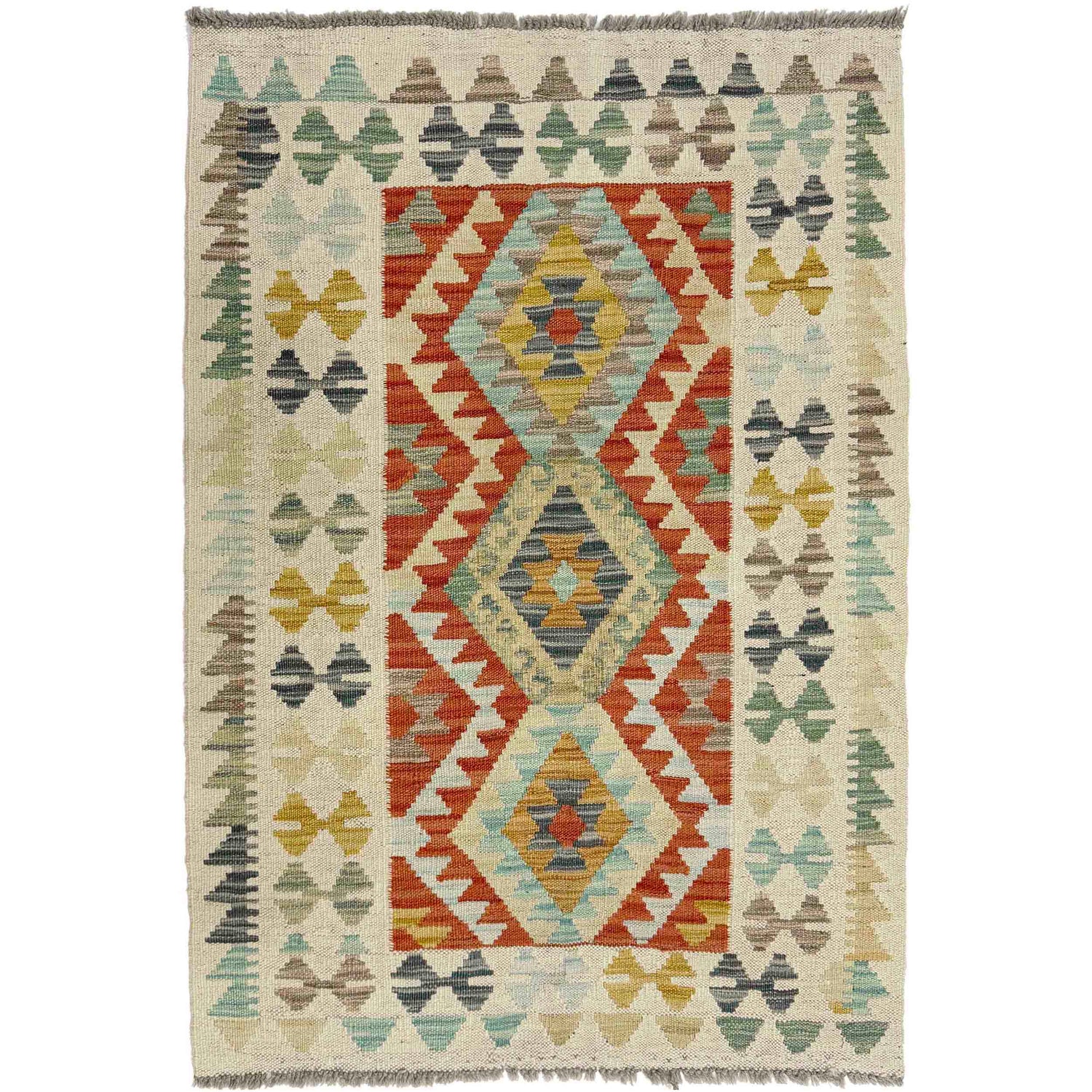 Handmade Multi Kilim Geometric 2x4 ft