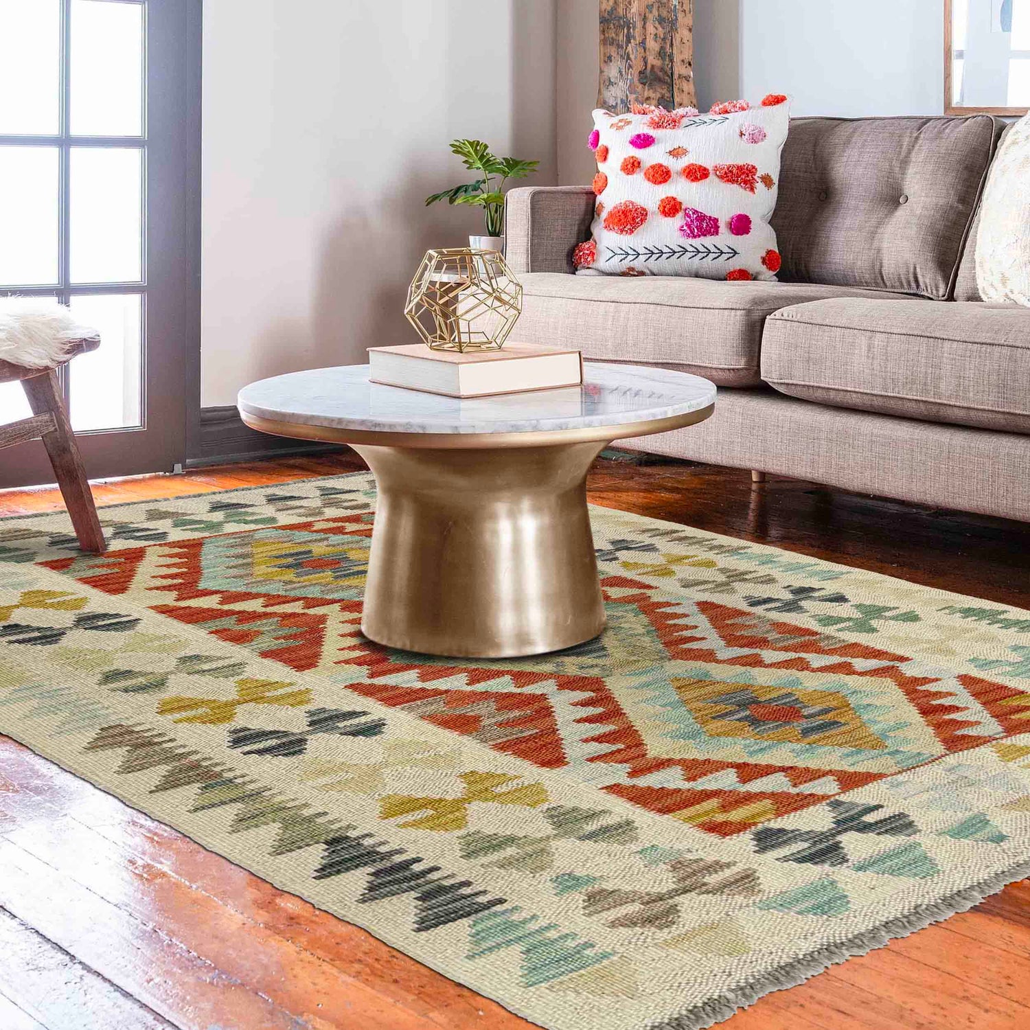 Handmade Multi Kilim Geometric 2x4 ft