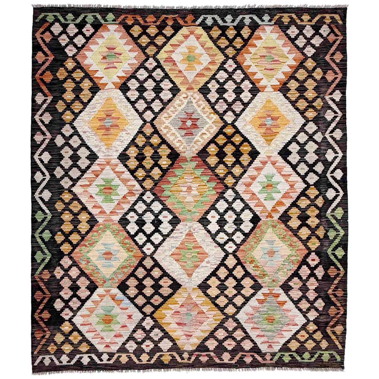 Handmade Multi Kilim Geometric 4x7 ft